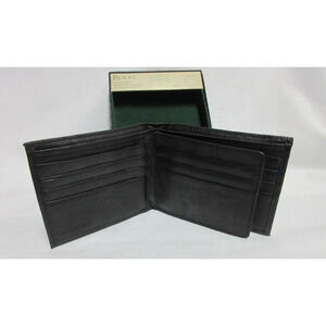ROLFS Men's Black Genuine Leather Wallet Bi-Fold Vintage W/ Box Credential NWT